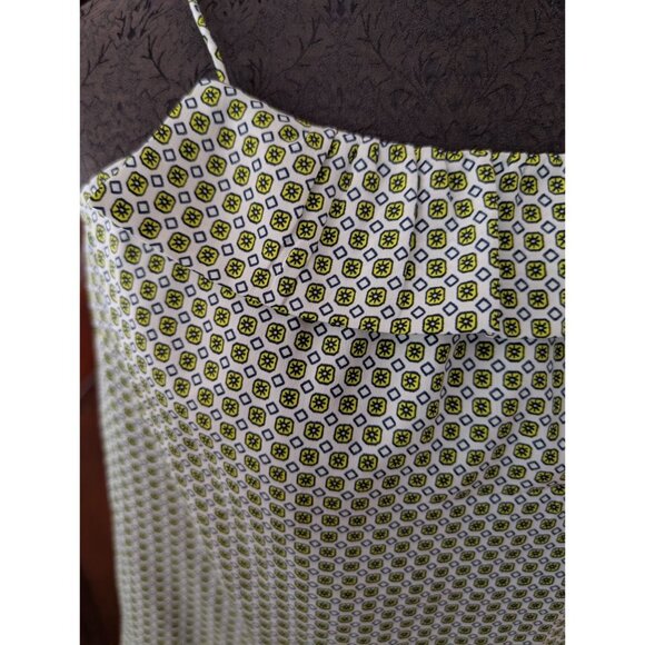 J.Crew Womens Size 8 Sleeveless Geometric Print Top White & Yellow - Picture 2 of 5